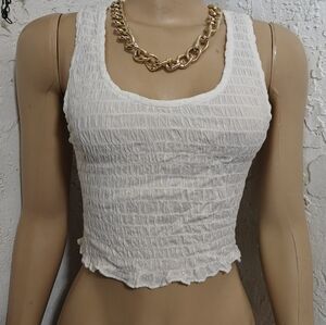 Smocked Textured Sleeveless Top